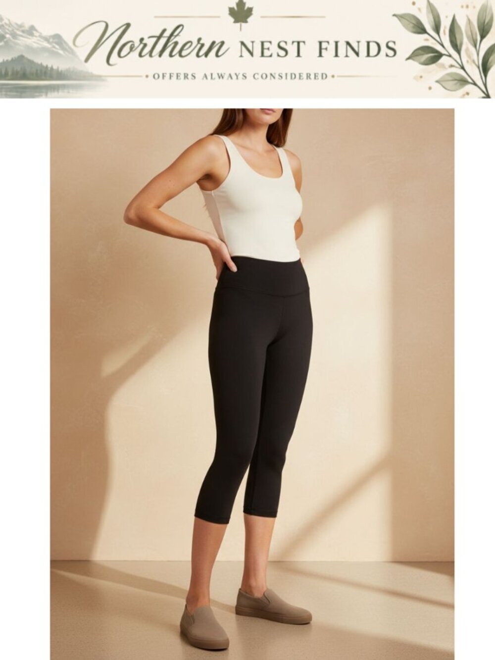 Women's Mid Rise Capri Leggings Cotton Spandex Compression Crop Yoga
